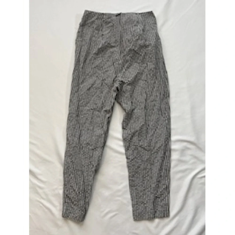 Free People Gingham High Waisted Tie Front Pants Black White Check Size 2
